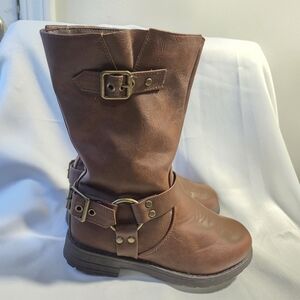 Just Fab Kids Brown Buckle Strap Boots Sz 13